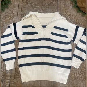 2.7 AUGUST APPAREL Black & White Striped Sweater